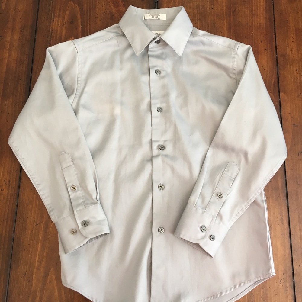 Calvin Klein Gray Sateen Dress Shirt Boys Sz 8
